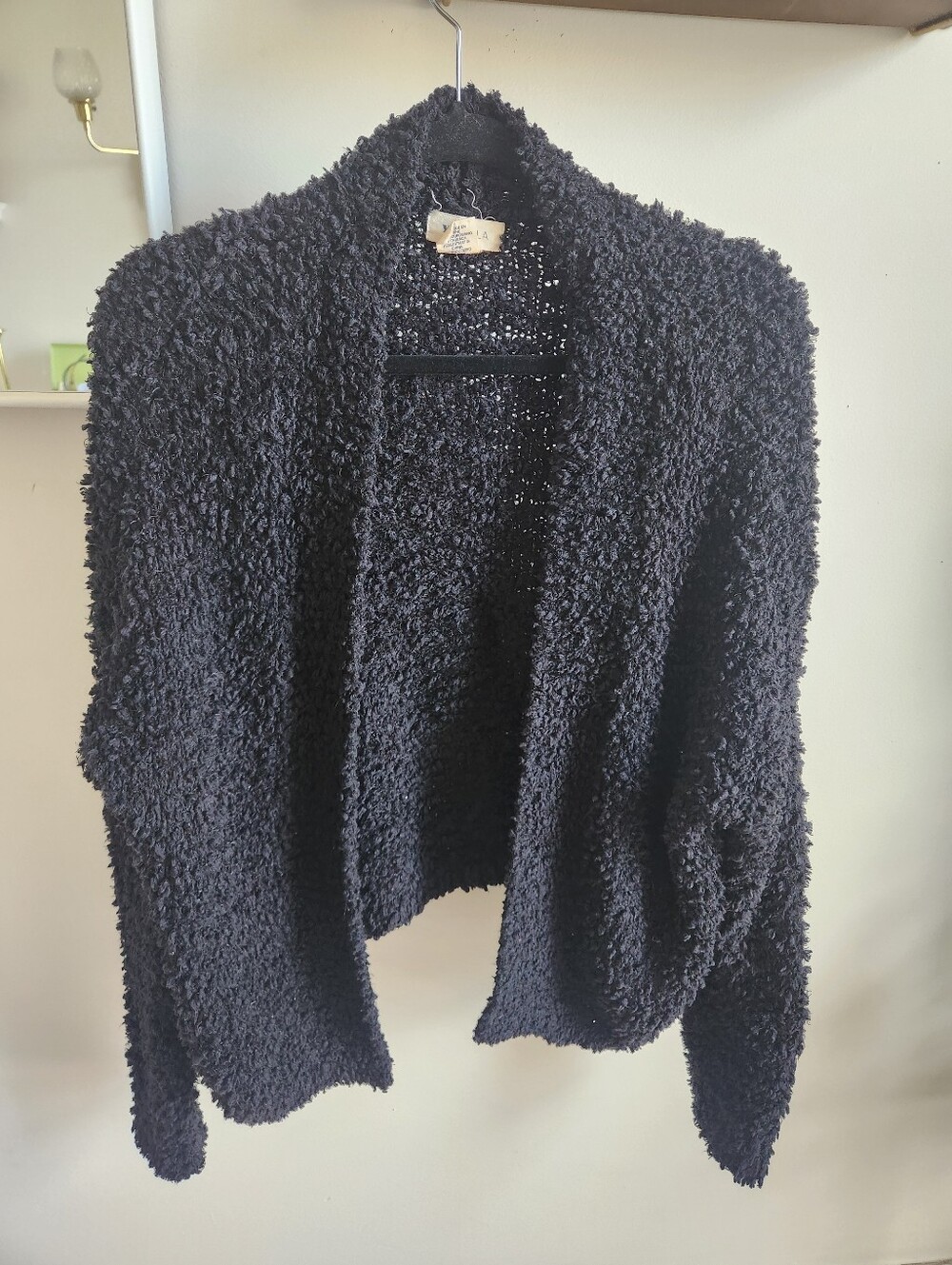 Cozy Black Open-Front Bouclé Cardigan